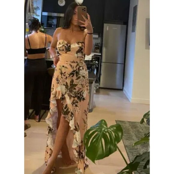 Amanda Uprichard X Revolve Eden Gown Strapless Maxi Rose Floral Pink Medium - Picture 4 of 13